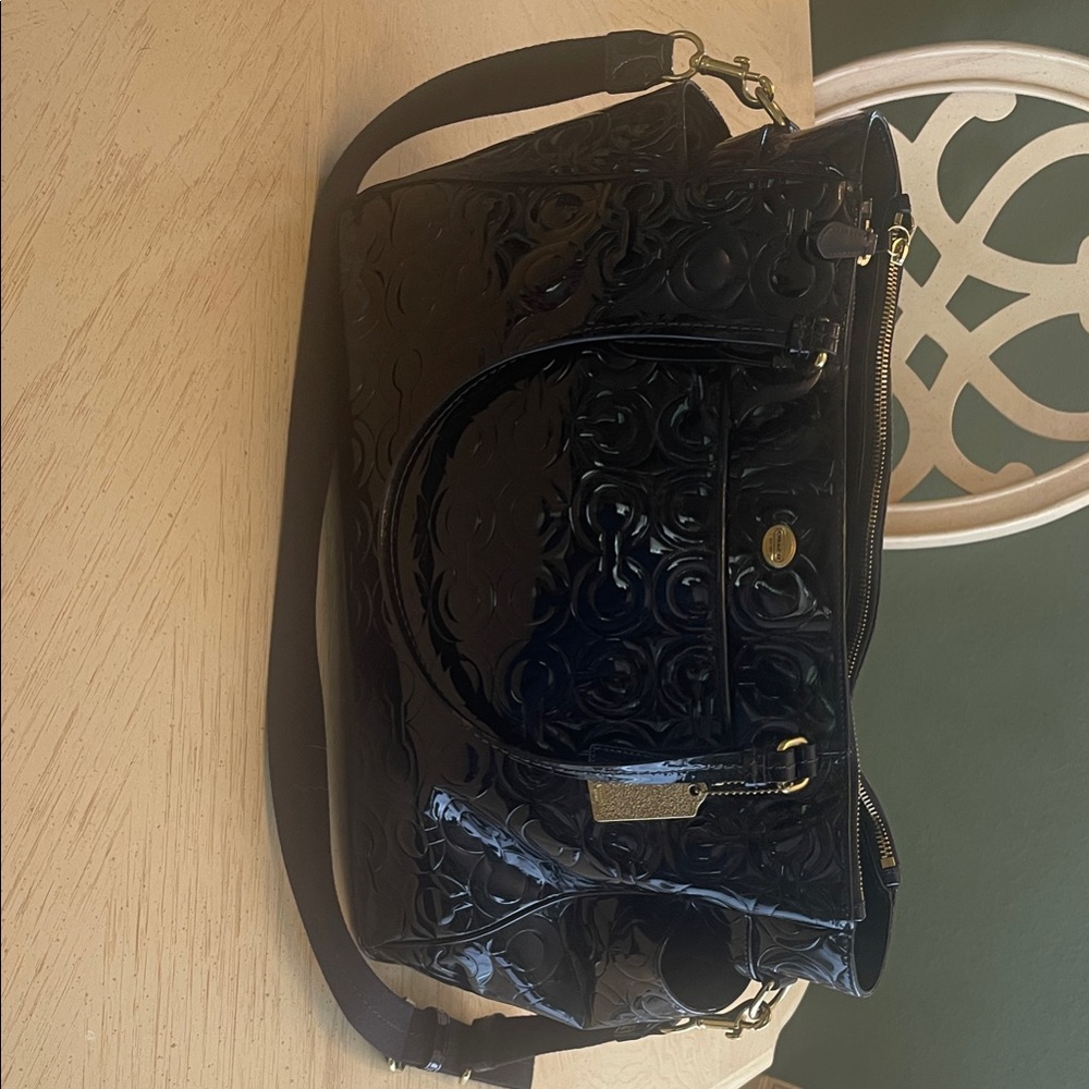 Coach Diaper Bag Elegant Black Embossed Women's Bag